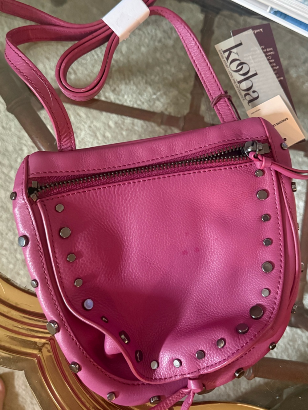 Kooba Hot Pink Studded Mini Crossbody Bag